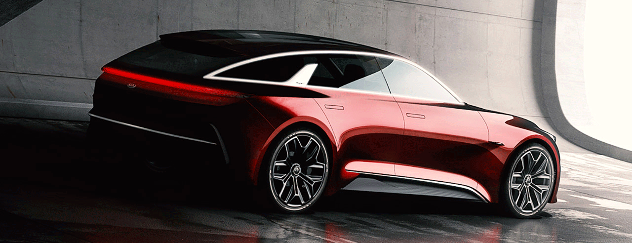 En konceptbil i en futuristisk miljö (AI text)