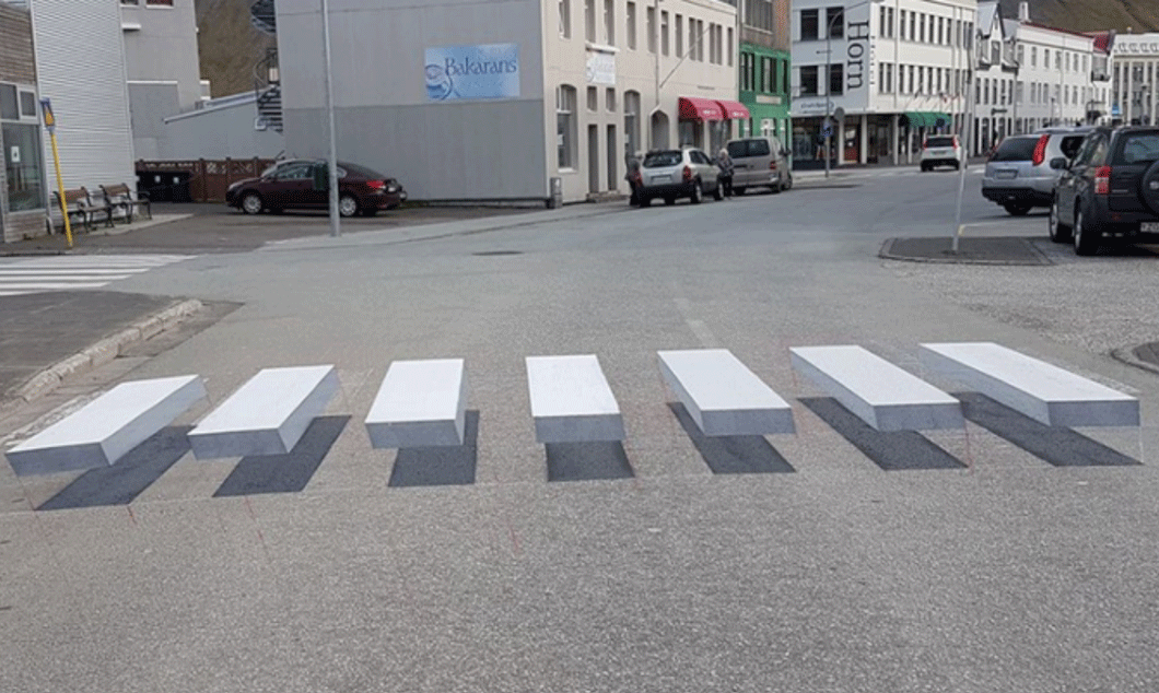En gång över gatan i en stad. (AI text)
