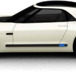 En vit bil med svart tak (AI text)