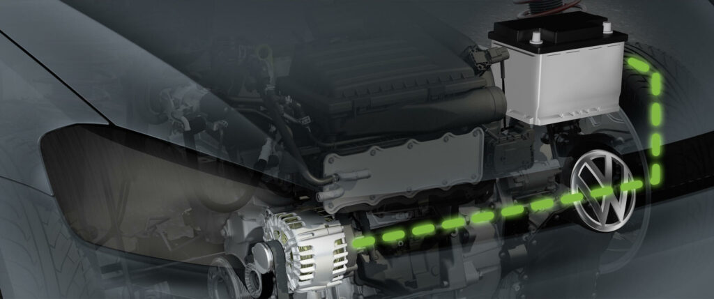 En stor generator och ett 48-voltsbatteri ska sänka förbrukningen i Volkswagens kommande modeller.