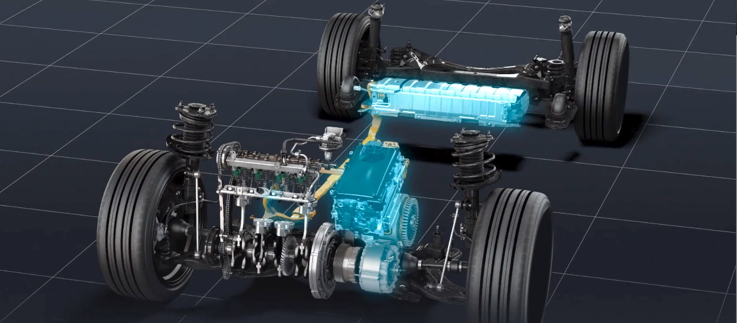 en bil med framhjulsdrift och bakhjulsdrift (AI text)
