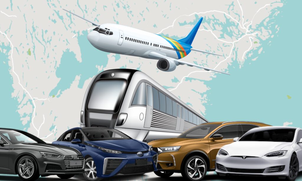 En bil står parkerad framför en karta. (AI text)