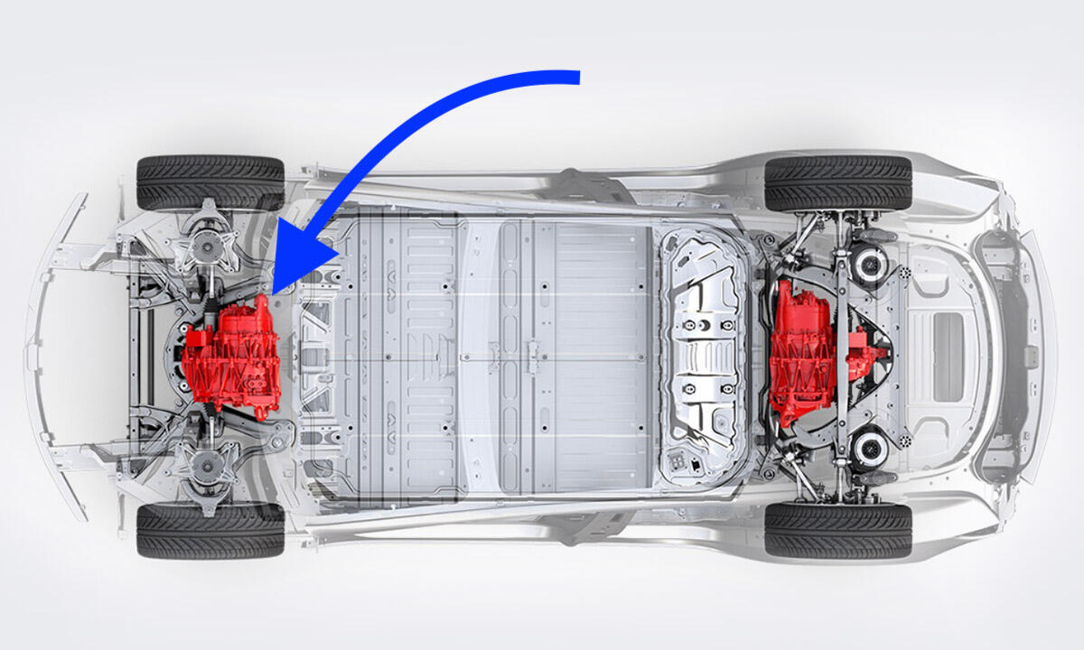 En bil med en röd pil som pekar mot motorn. (AI text)
