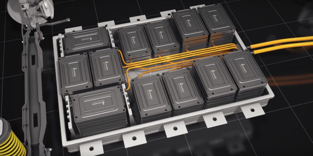 En bil med en batteripack i bakre delen (AI text)