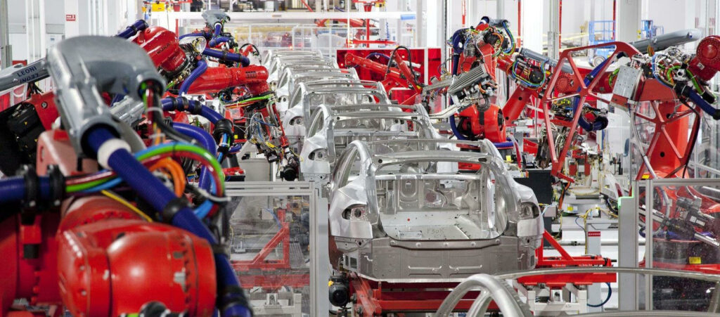 Tesla-fabriken i Kalifornien (AI text)