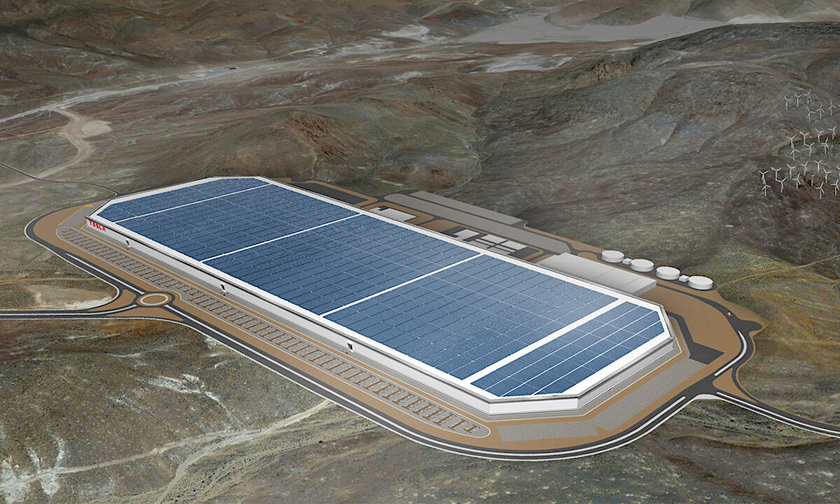 en avbildning av Tesla Power Plant i öknen (AI text)