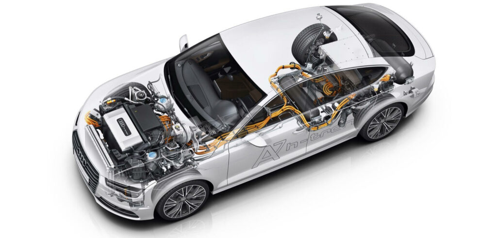 En vit bil med vit motor och vit inredning, en 3D-teckning som är royaltyfri illustration. (AI text)