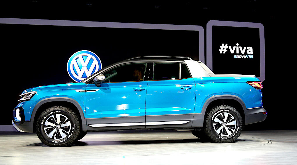 En Volkswagen Trident SUV utställd på London Motor Show. (AI text)