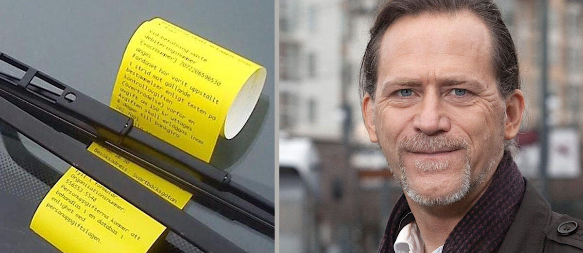Trafikborgarrådet Daniel Helldén (MP) vill höja p-böterna kraftigt. Fotomontage. Foto: Fredrik Hjerling.