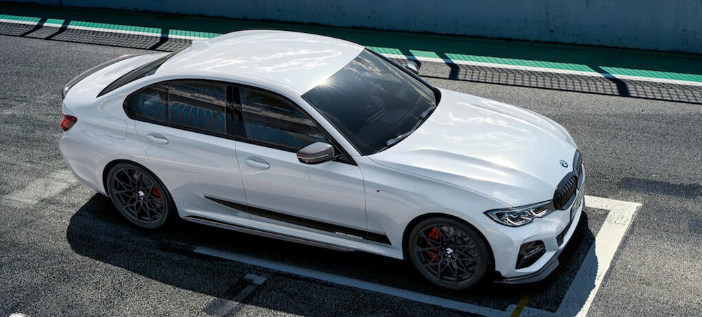 En 3-serie med M Performance Parts – ger nog en hygglig indikation på hur kommande M3 ska se ut.