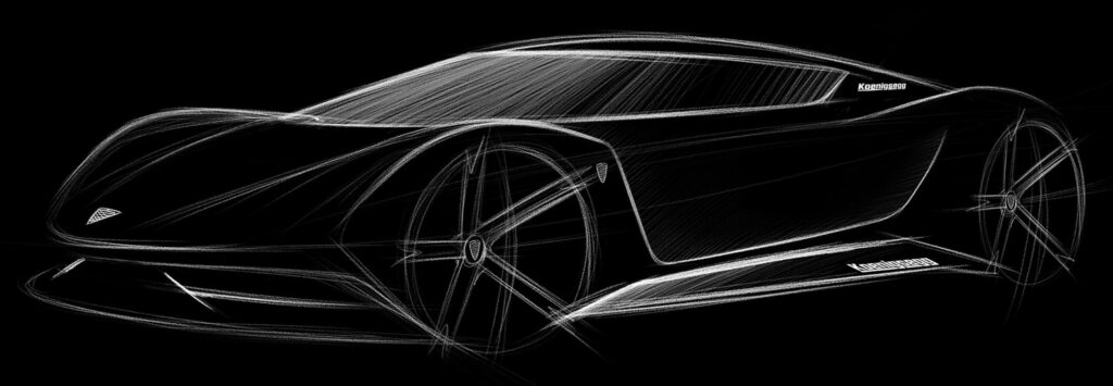 en konceptbil i svart och vitt (AI text)