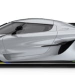 En framtida sportbil med en grön streck (AI text)