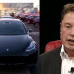 Tesla Model S parkerad i en parkeringsplats (AI text)