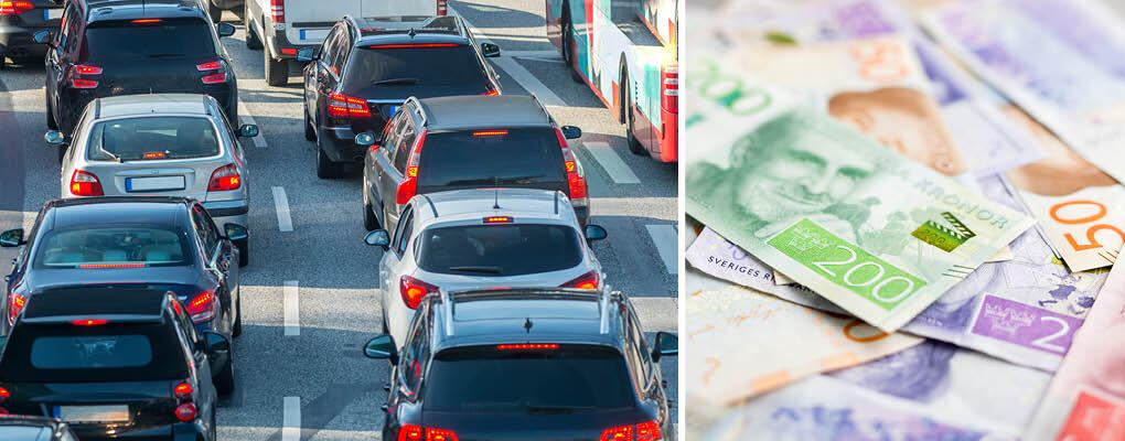 En bil står parkerad i en parkeringsplats bredvid en hög pengar. (AI text)