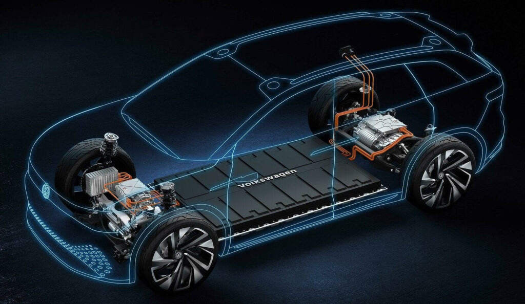 Volkswagen e-Tron är en konceptbil som är en hybriddriftsgående fordon. (AI text)