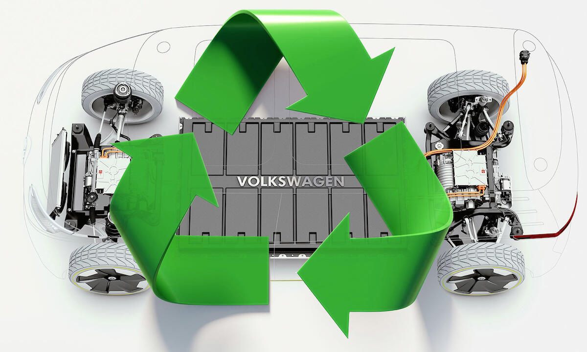 En bil med ett grönt återvinningsmärke på sidan (AI text)