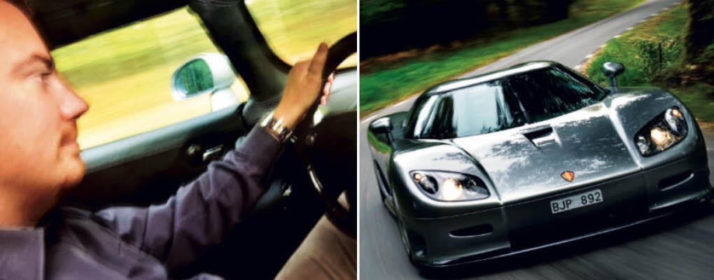 En man kör en bil och en kvinna kör en bil. (AI text)