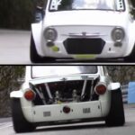 En Fiat 500 kör nedför en backe. (AI text)