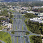 Övervakningsvy av Sveriges stad (AI text)