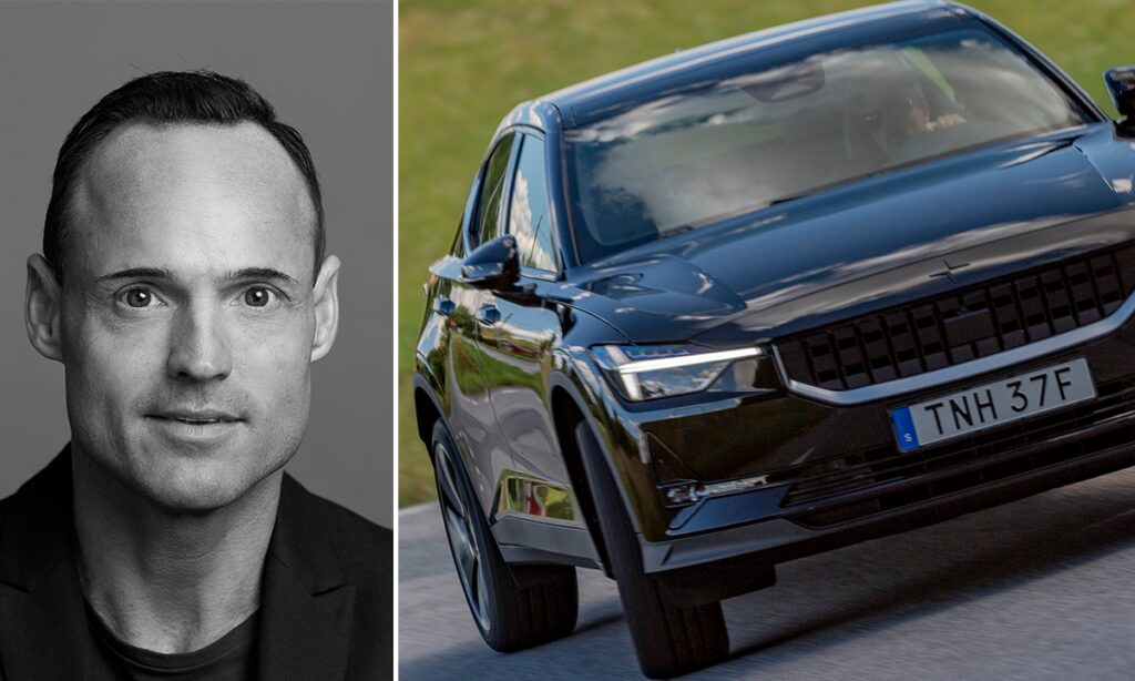 En man i kostym och en bil. (AI text)