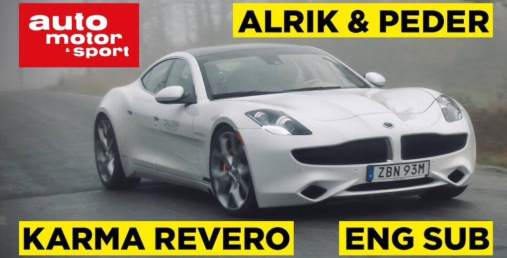 En bil med texten "Karma Revo Eng Sub" (AI text)