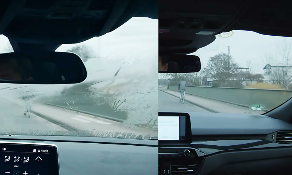 En bil kör på en motorväg med en person ombord. (AI text)