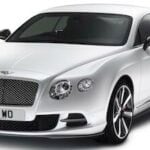 En vit Bentley Continental GT (AI text)