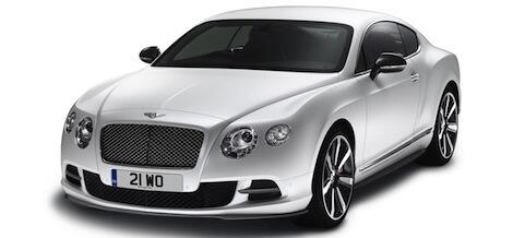 En vit Bentley Continental GT (AI text)