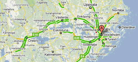 En karta över det svenska vägnätet (AI text)