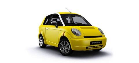 En gul bil på ett vitt bakgrund. (AI text)