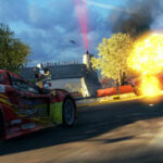 En racebil kör ner en gata. (AI text)