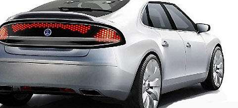 en bil med ett rött ljus på bakändan (AI text)