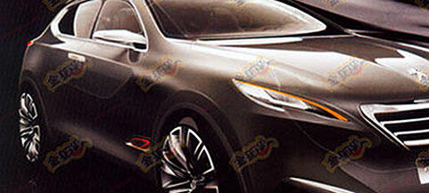 En svart bil med ett svart grille. (AI text)