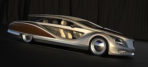 En framtida bil med ett trätak. (AI text)