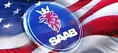 Saab-logon på den amerikanska flaggan (AI text)