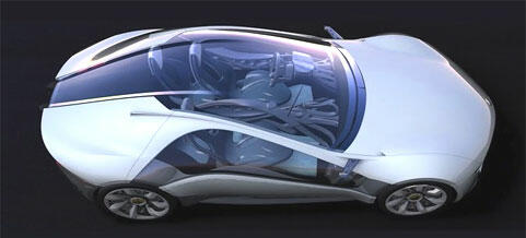 En framtida bil med futuristisk design (AI text)