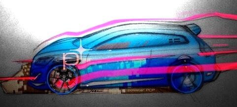 En bil kör nedför gatan. (AI text)