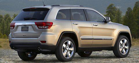 En Jeep Grand Cherokee parkerad på en grusväg. (AI text)
