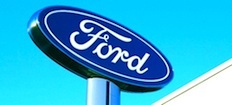En Ford-logga på en stolpe (AI text)