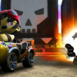 En bil kör nerför gatan. (AI text)