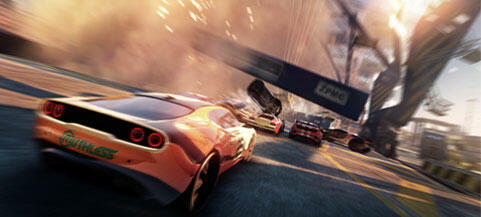 En bil körer nerför en gata. (AI text)