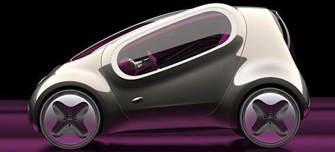 En framtida bil med futuristisk design (AI text)