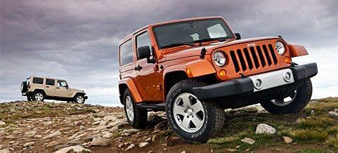 En Jeep Wrangler parkerad på en stenig backe (AI text)