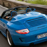 En blå Porsche 911 TT tv-dragning. (AI text)