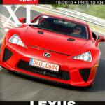 En röd Lexus LFA tävlar på en racerbana. (AI text)