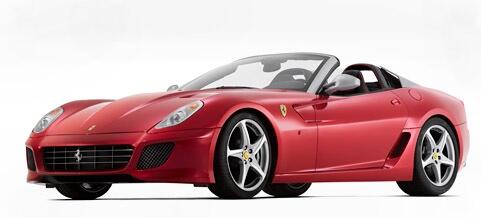 En röd Ferrari California sportbil. (AI text)
