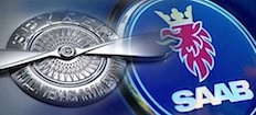 Saab-logotypen på en bil (AI text)