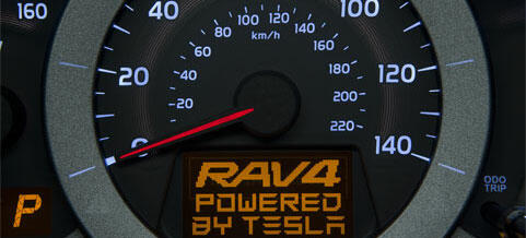 En Tesla drivs av en Rav4-motor från Tesla. (AI text)