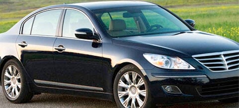 En svart bil står parkerad vid vägkanten. (AI text)