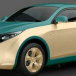 En bil visas mot en grå bakgrund. (AI text)